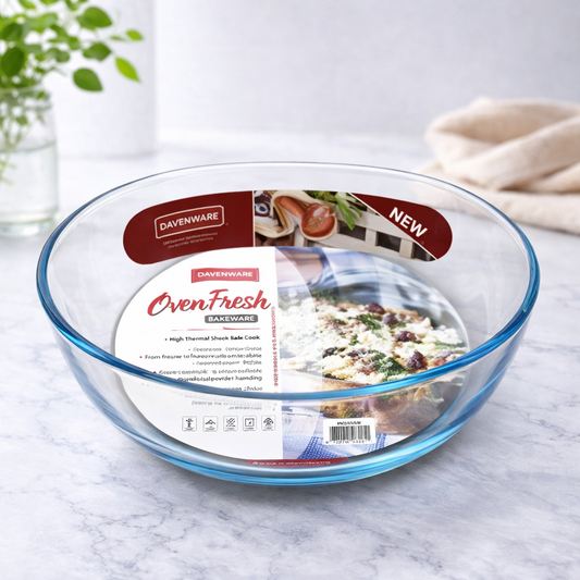 Danny Home 1.6L Round Glass Baking Pan – Oven-Safe Casserole & Serving Dish - Habitt