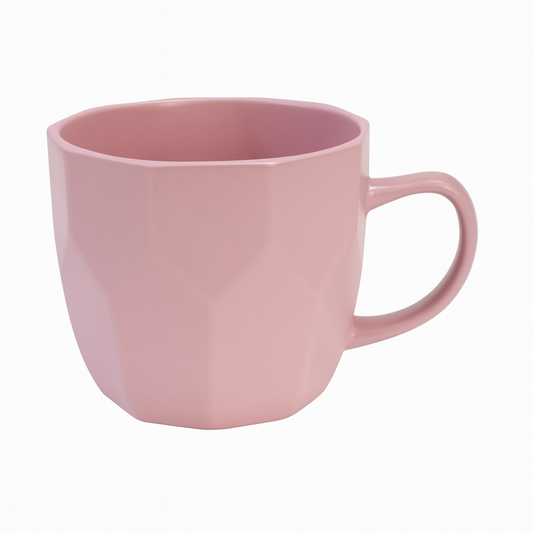 Matte Pink Geometric Ceramic Mug – Stylish Coffee & Tea Cup