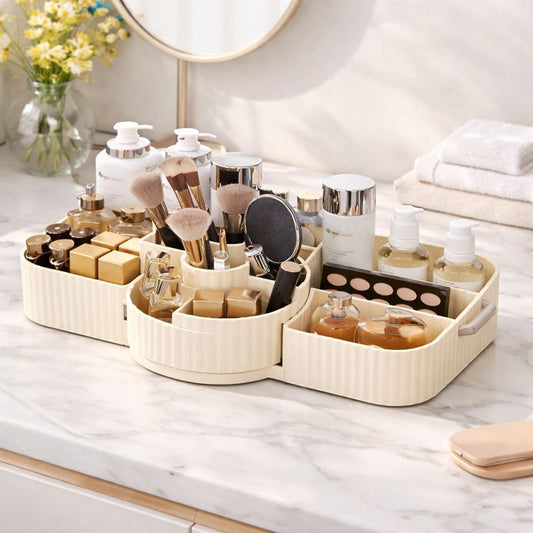 Makeup Storage Organizer – Rotating Cosmetic Organizer with Multi Compartments