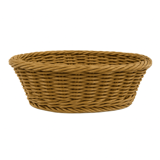 3-Piece Handwoven Oval Cane Bread Basket Set – Natural Rattan Brown Serving Baskets for Dining, Kitchen & Restaurant Use