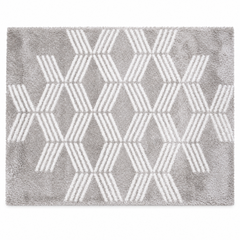 Grey Geometric Pattern Polyester Shaggy  Home Comfort Rugs - Printed