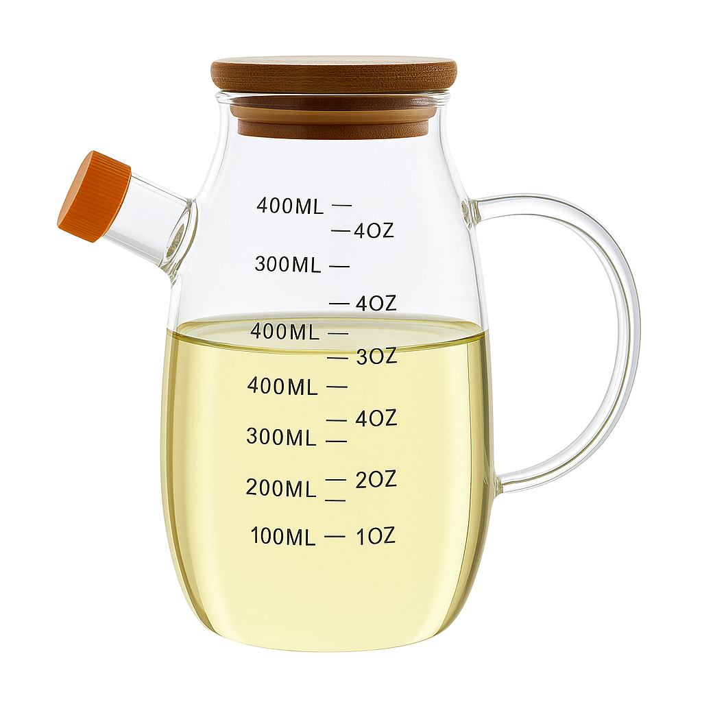 Premium Glass Oil Bottle with Wooden Lid – 850ml