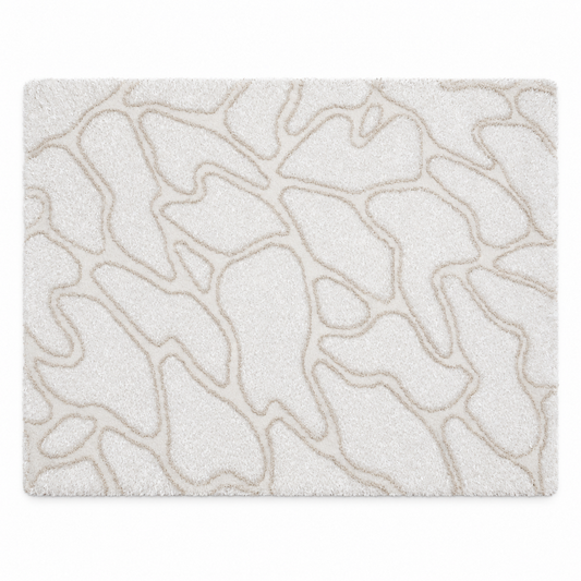 Light Grey Abstract Pattern Polyester Shaggy Rug