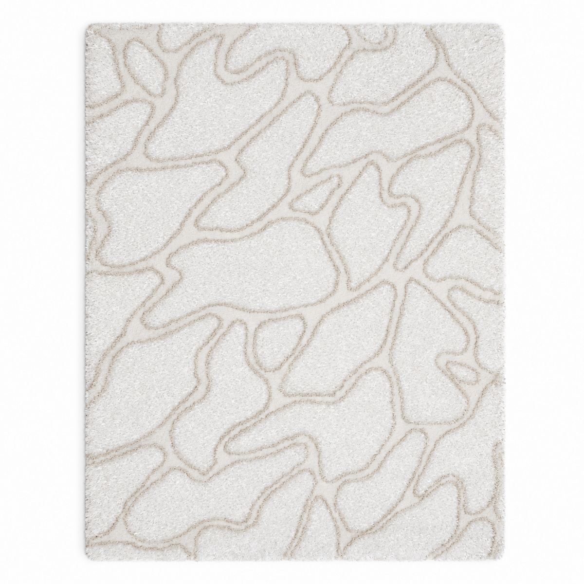 Light Grey Abstract Pattern Polyester Shaggy Rug