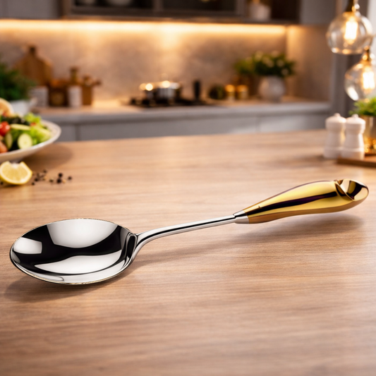LUX GOLD Spoon – Premium Serving Spoon with Gold Accent Handle - Habitt