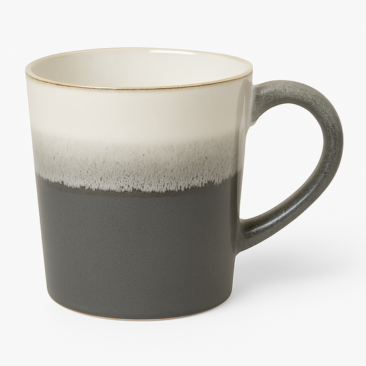Grey &amp; Cream Ceramic Mug – Two-Tone Stoneware Coffee & Tea Cup