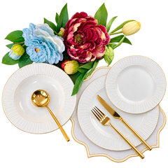 18 PCS Elegant Plate Set – Complete Dinnerware Collection for Dining