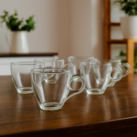 Clear Glass Cup Set – 190ml (Set of 6)