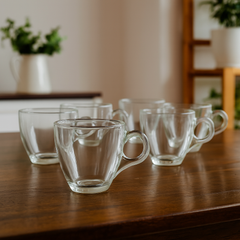 Clear Glass Cup Set – 190ml (Set of 6)