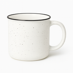 1Pc Vintage Speckled Ceramic Mug – Classic Campfire Coffee & Tea Cup in White