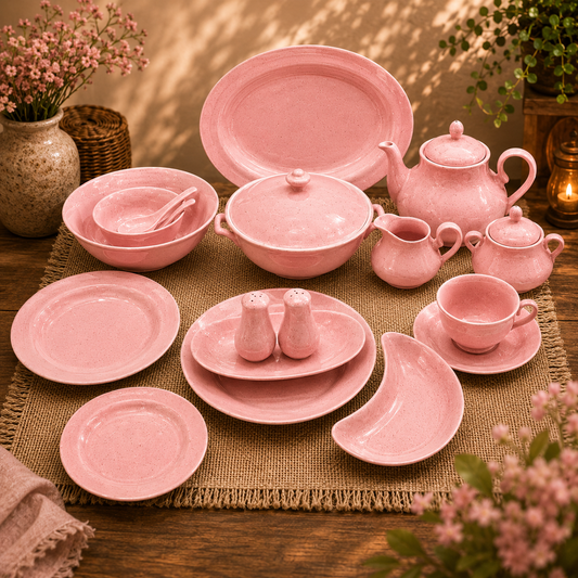 Luxury 72-Piece Pink Speckled Dinnerware Set