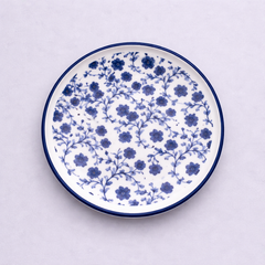Blue Floral Round Plate – Classic Printed Serving Plate - Habitt