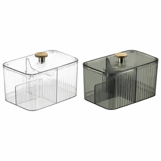 Transparent Cosmetic Organizer – Swab & Cotton Pad Storage Box (Assorted Colors) - Habitt