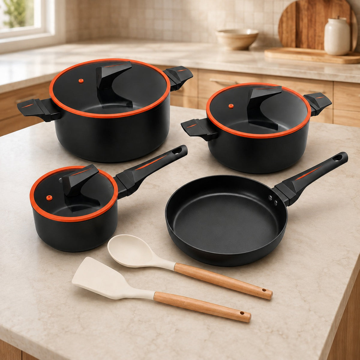 Royal Ford 9-Piece Crimson Touch Cookware Set | Habitt