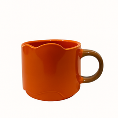 Orange and Brown Wavy Ceramic Mug – Stylish Two-Tone Coffee & Tea Cup