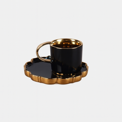 Sol Stylish Cup & Saucer Set of 6 – Model 90122 (Black & Gold Finish)