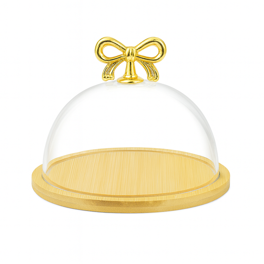 Cake Dish with Wood Base & Clear Dome – Elegant Serving Stand (Small, Medium, Large)