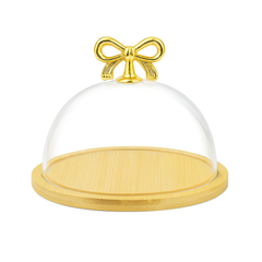 Cake Dish with Wood Base & Clear Dome – Elegant Serving Stand (Small, Medium, Large)