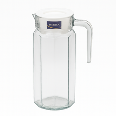 Clear 1100 ml Glass Jug with Handle & White Lid – Stylish Pitcher for Water, Juice & Table Serving