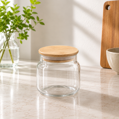Transparent Storage Jar with Wooden Cap | Available in 400ML, 800ML & 1200ML