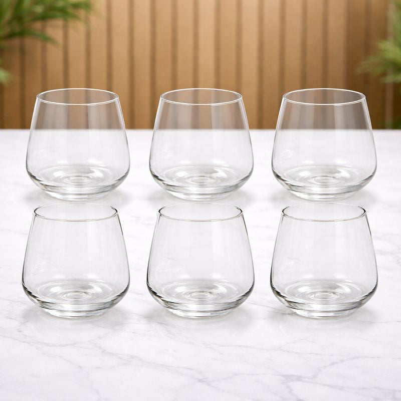 6Pcs Tumbler Set 410ml – Clear Glass Drinking Tumblers