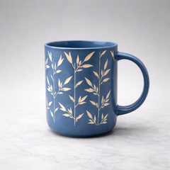450ml Blue Porcelain Mug – Elegant Printed Coffee Mug - Habitt
