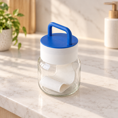 Glass Level Blue Cup with Handle | Kitchen Storage Jar