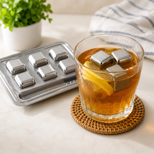 6 PCS Stainless Steel Silver Ice Cube Set