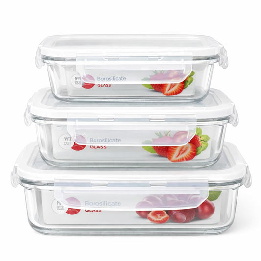 Airtight Borosilicate Glass Food Storage Dish Set – 400 ml, 630 ml & 1000 ml