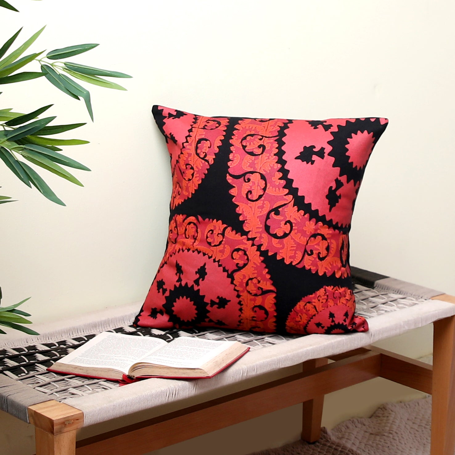 Red Suzani Cushion Cover 18x18