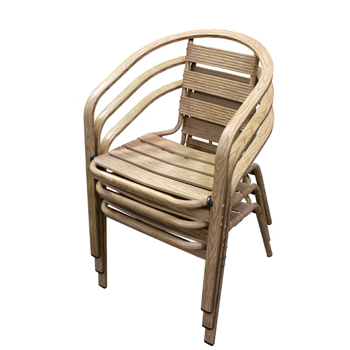 Lucky Home Aluminium Chairs - 4 Pieces - Oak Colour