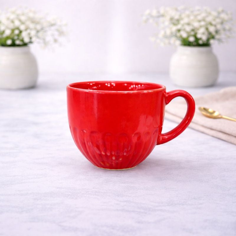 Classic Red Ceramic Coffee Mug – Gloss Finish Everyday Tea & Coffee Cup - Habitt