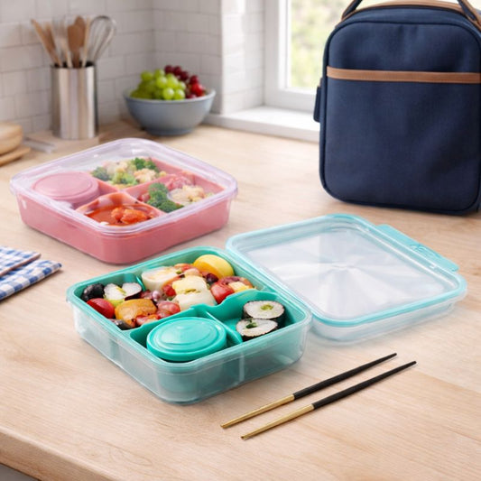 Plastic Sealed Lunch Box – Assorted Colour Leak-Resistant Food Container with Compartments