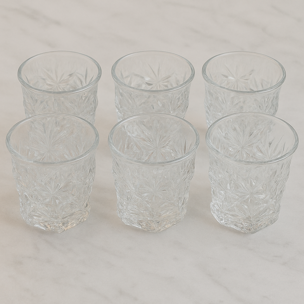 Textured Crystal-Style Tumbler Glass Set 270 ml – Premium Clear Drinkware (6 Pcs)