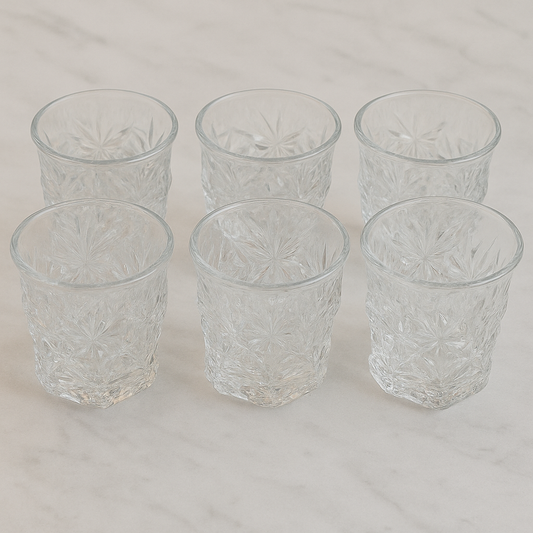 Textured Crystal-Style Tumbler Glass Set 270 ml – Premium Clear Drinkware (6 Pcs)