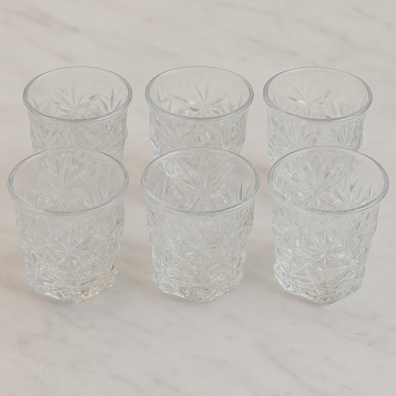 Textured Crystal-Style Tumbler Glass Set 270 ml – Premium Clear Drinkware (6 Pcs) - Habitt