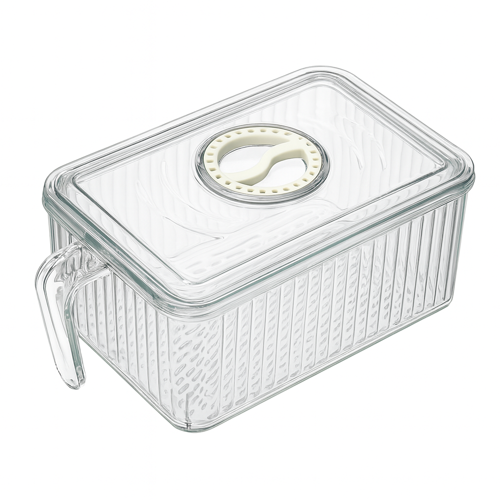 Large Acrylic Fridge Storage Box – Clear Refrigerator Organizer with Lid for Fruits, Vegetables & Pantry Items