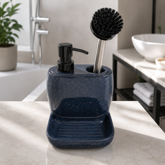 Kitchen Soap Dispenser with Brush & Tray | Countertop Cleaning Organizer