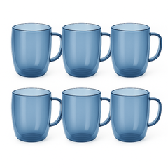 Set of 6 Double-Wall Glass Mugs – Smokey Blue | Heat-Resistant Coffee & Tea Cups