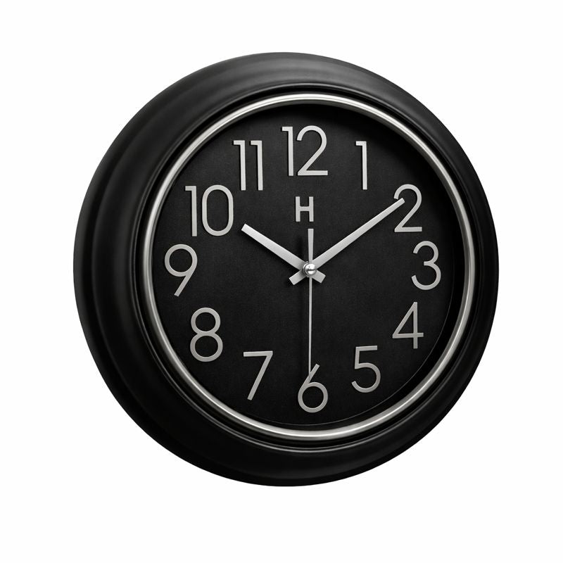 Heritage Prague 2 Wall Clock 18 x 18 Inch – Black Dial with Silver Accents & Contemporary Classic Design (Plastic)