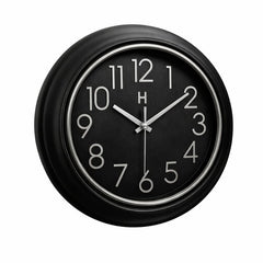 Heritage Prague 2 Wall Clock 18 x 18 Inch – Black Dial with Silver Accents & Contemporary Classic Design (Plastic)