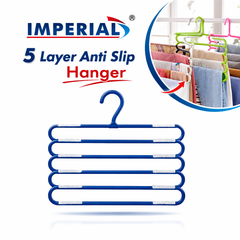1Pc Imperial 5 Layer Anti Slip Hanger – Space Saving Multi-Layer Clothes Organizer for Pants, Trousers & Scarves - Habitt