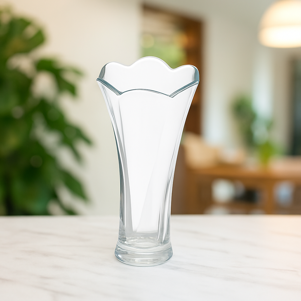 90 mm Elegant Clear Glass Flower Vase – Stylish Decorative Vase for Home, Office & Tabletop Décor