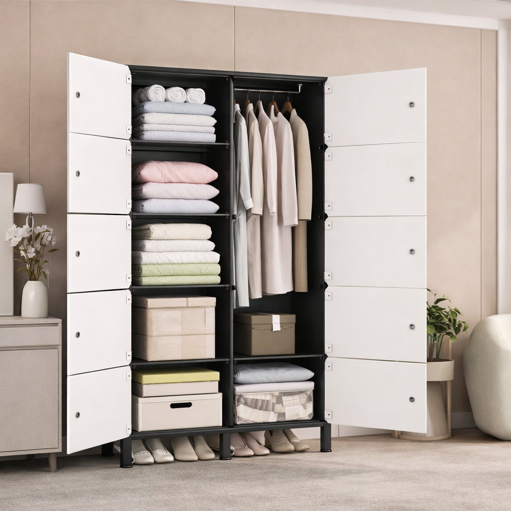 Portable Closet Cube Wardrobe – Modular Storage Organizer with Hanging Space - Habitt