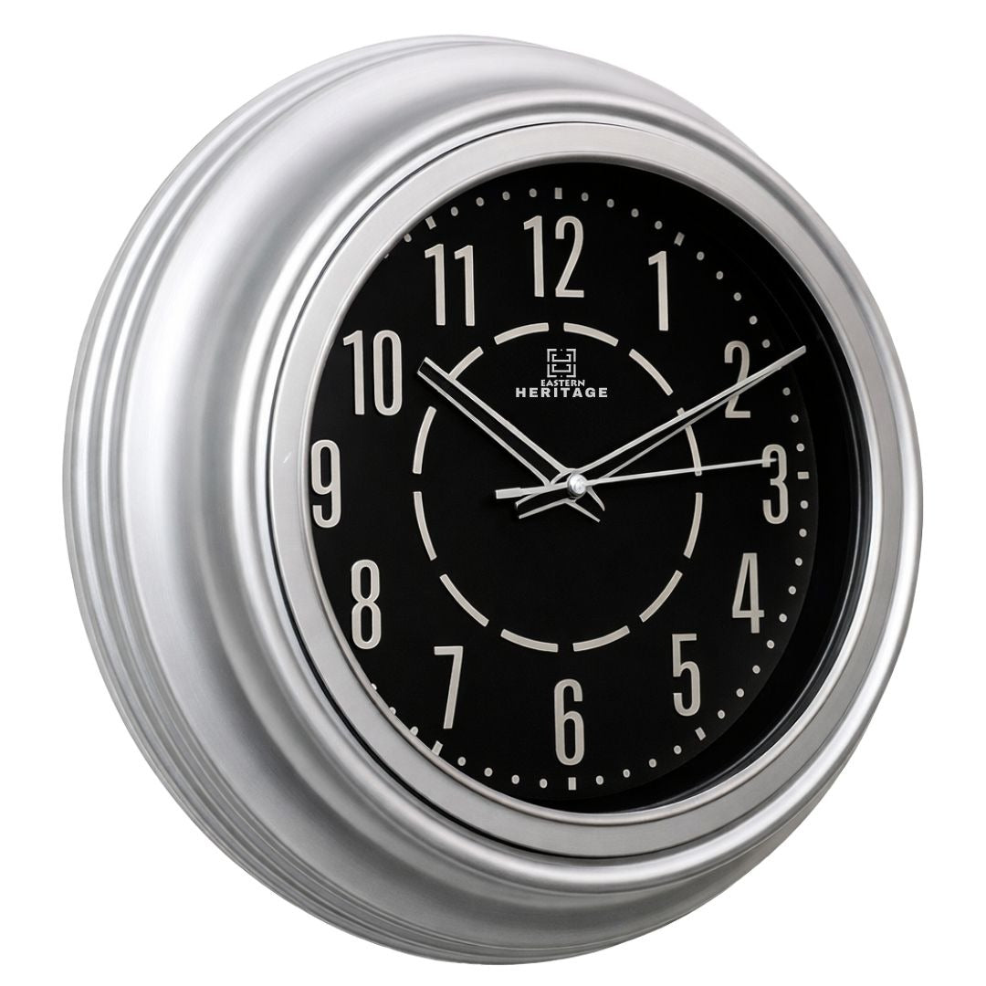 Heritage Vintage Wall Clock 15" – Classic Silver Frame Plastic Wall Clock - Habitt