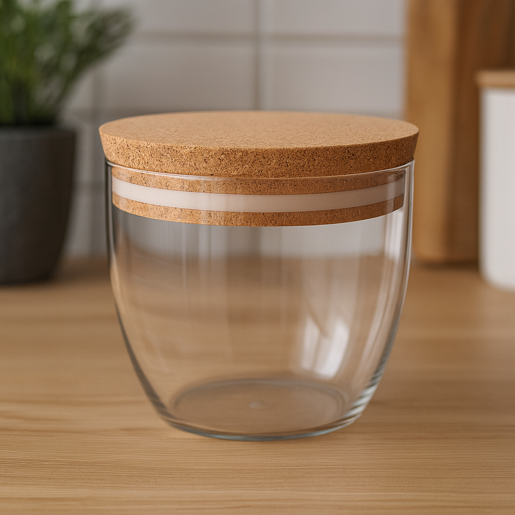 Jasmine Snack Bowl – Clear Serving Bowl with Natural Cork Lid