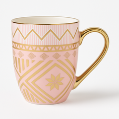 Golden Geometric Mug – Luxury Patterned pink  Coffee &Tea Cup