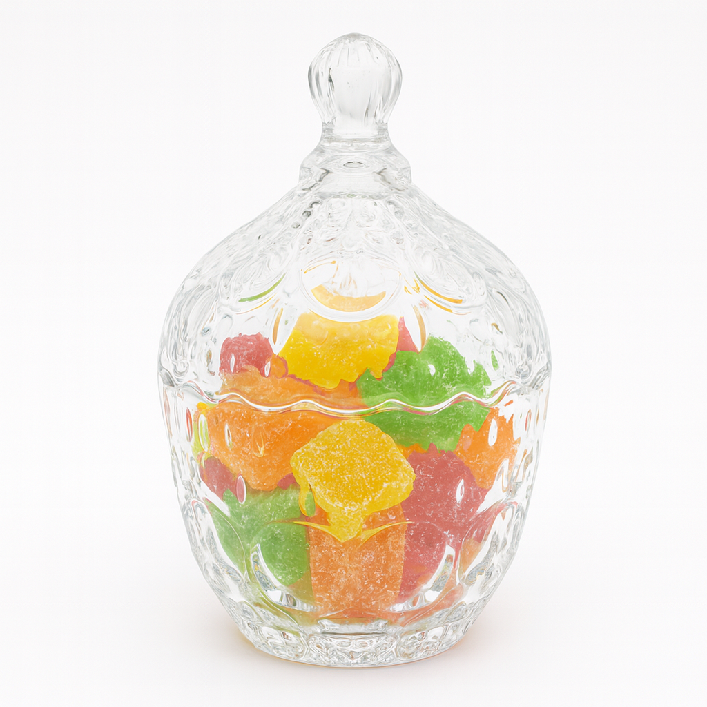 Deli Glassware Candy Jar 99mm (TG1064-4) – Decorative Glass Candy Bowl with Lid