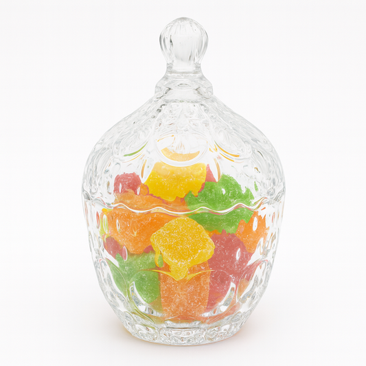 Deli Glassware Candy Jar 99mm (TG1064-4) – Decorative Glass Candy Bowl with Lid