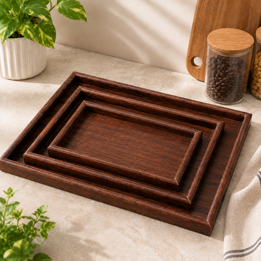 3-Piece Rectangular Bamboo Tray Set